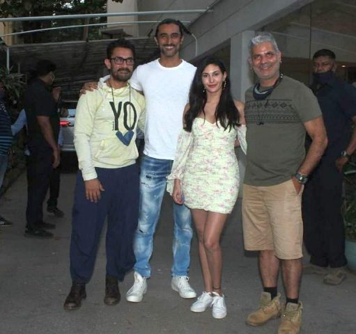 aamir khan with kunal kapoor for the special screening of koi jaane na movie